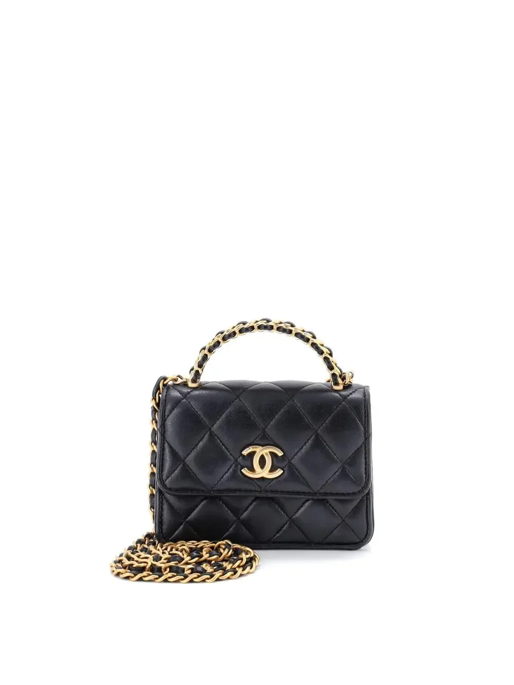 Chanel Woven Top Handle Cc Flap Clutch #219385C44B